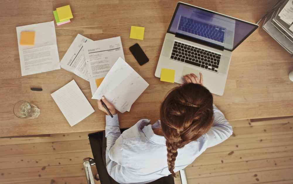 Woman Working from Home with her Laptop